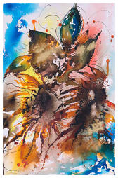 Sunflower Blast 15''x11'' Watercolour   www.Naomi-White.co.uk