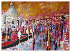 Romantic Venice Acrylic Mixed Media 12 x 16