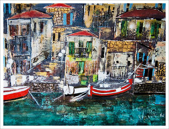 Grecian Harbour Acrylic 12 x 16