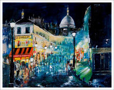 Cafe' Scene Montmartre Acrylic  20 x 16